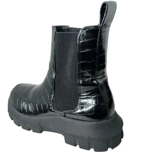 URBAN OUTFITTERS the Eden Chelsea Platform Boot Faux Leather in Black Wmn Sz. 10 - Picture 7 of 13